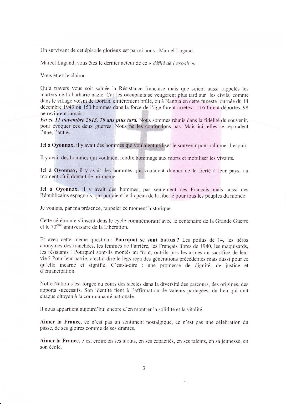 OYONNAX 11/11/2013 DISCOURS DE MONSIEUR LE PRESIDENT DE LA REPUBLIQUE FRANÇAISE page 3/5