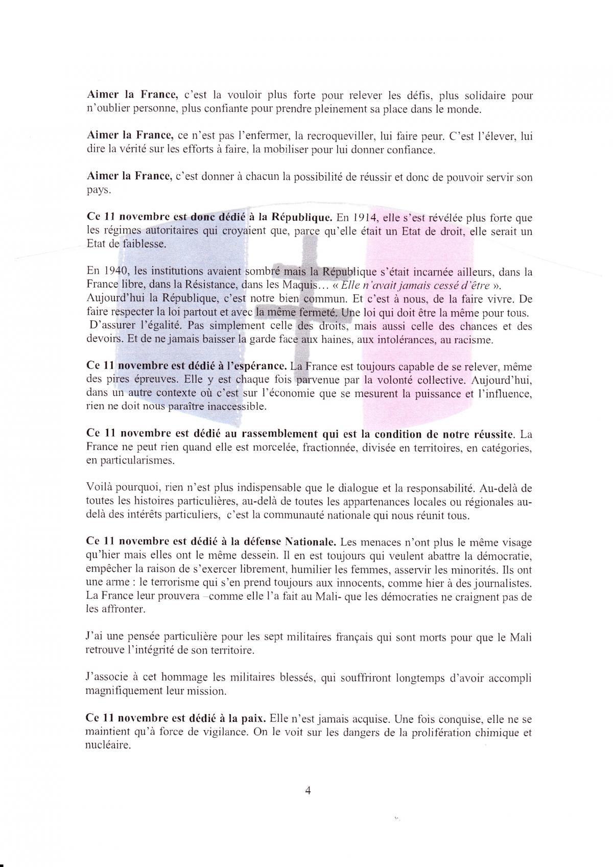 OYONNAX 11/11/2013 DISCOURS DE MONSIEUR LE PRESIDENT DE LA REPUBLIQUE FRANÇAISE  page 4/5