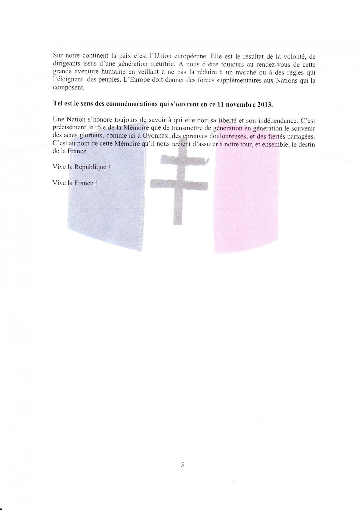 OYONNAX 11/11/2013 DISCOURS DE MONSIEUR LE PRESIDENT DE LA REPUBLIQUE FRANÇAISE page 5/5