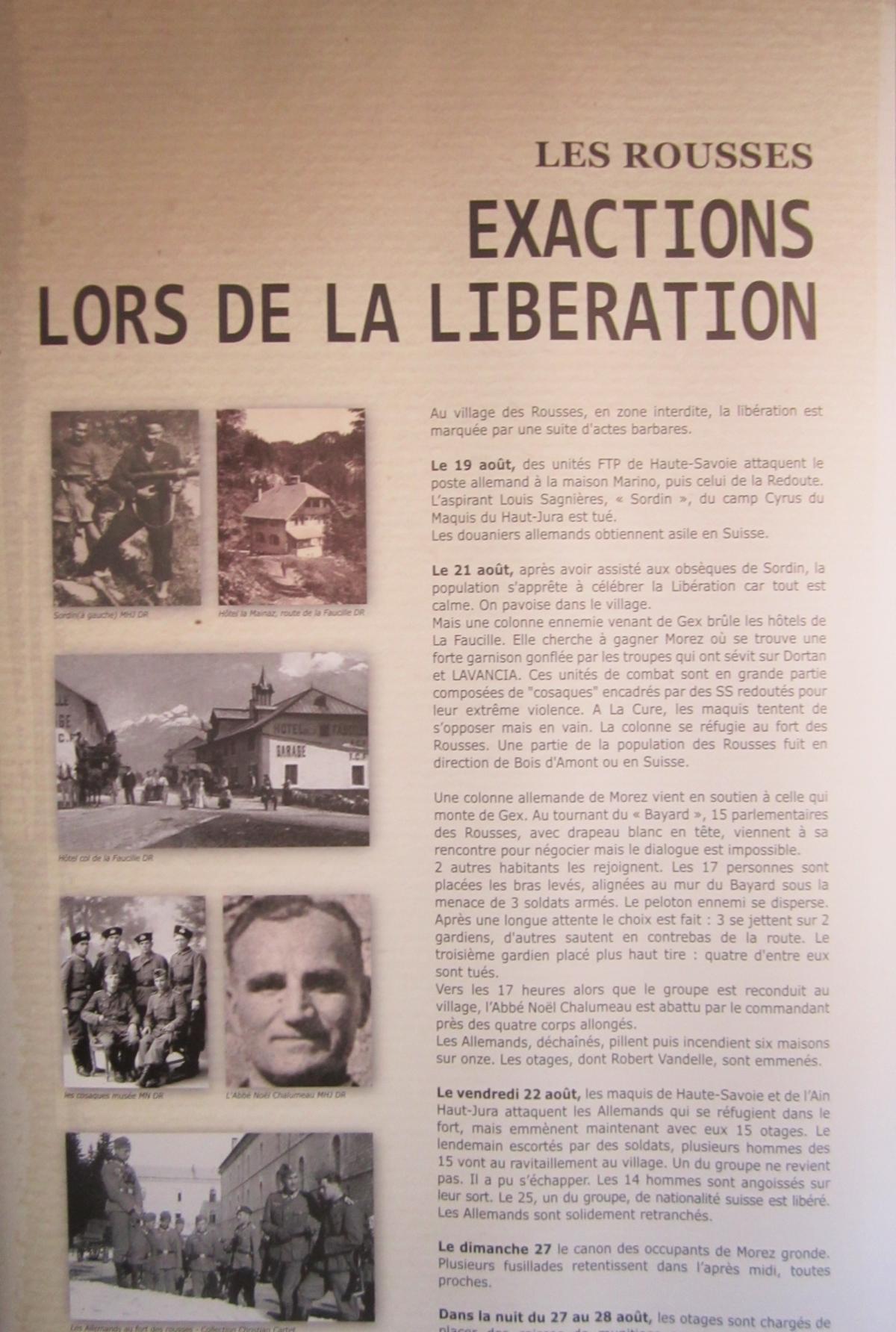  Exposition AMRJ 39400 MOREZ JURA Résistance et Libération du 3 au 14 septembre 2014  70è anniversaire de la Libération
